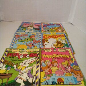 Lot of 6 Vintage Children Records Vinyl Peter Pan Casper Stories Songs
